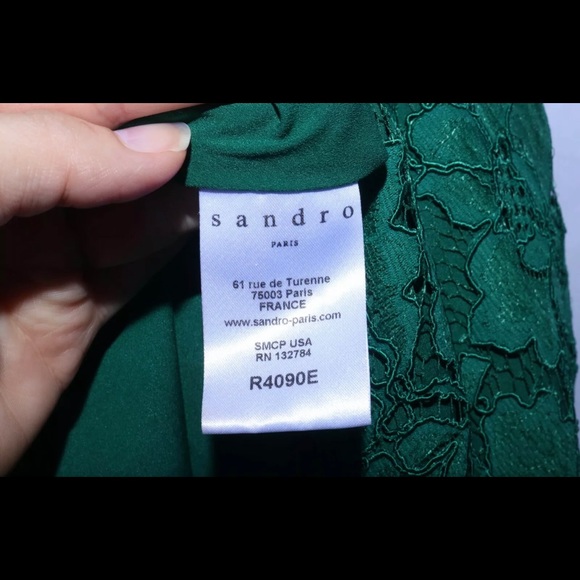 Sandro Riviera Dress Small Green Lace size 1 - Picture 7 of 7